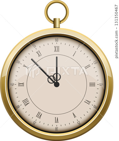 Elegant gold pocket watch showing eleven o'clock, embodying timeless style and precision. Elegant gold pocket watch showing eleven o'clock, embodying timeless style and precision. 131350467