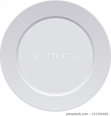 Plain white plate on a black surface, ready for a meal. Simple kitchenware is the subject. 131350492