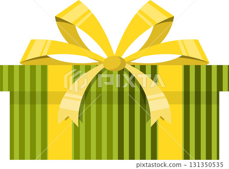 A vibrantly wrapped gift box with a big, beautiful yellow bow, perfect for any celebration. 131350535