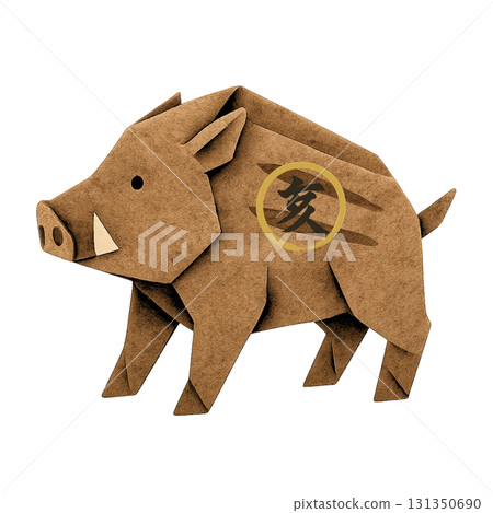 Zodiac sign boar (boar) 3D origami illustration Zodiac sign boar (boar) 3D origami illustration 131350690