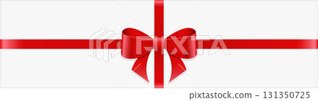 A vibrant red ribbon crisscrosses a pristine white background, tied into a beautiful bow at the center. A vibrant red ribbon crisscrosses a pristine white background, tied into a beautiful bow at the center. 131350725