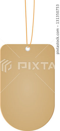 Blank tag with rounded corners and string, ready for price or message display in retail setting. Blank tag with rounded corners and string, ready for price or message display in retail setting. 131350753