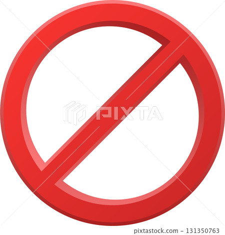 A universal symbol indicating prohibition or restriction, marked by a red circle and line. 131350763