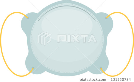 Simple blue medical face mask with yellow ear loops. Protective equipment for healthcare. Simple blue medical face mask with yellow ear loops. Protective equipment for healthcare. 131350784