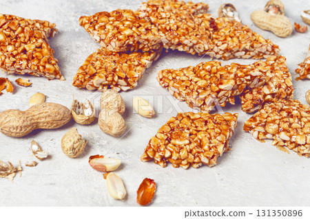 kozinaki with peanuts, dessert, gozinaki, traditional Georgian cuisine, no people, kozinaki with peanuts, dessert, gozinaki, traditional Georgian cuisine, no people, 131350896