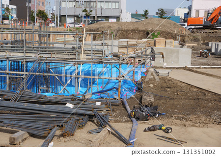 Scenery of a building foundation construction site 131351002