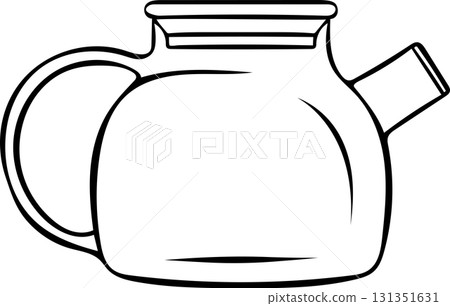 glass teapot, simple black and white icon, doodle and sketch style glass teapot, simple black and white icon, doodle and sketch style 131351631