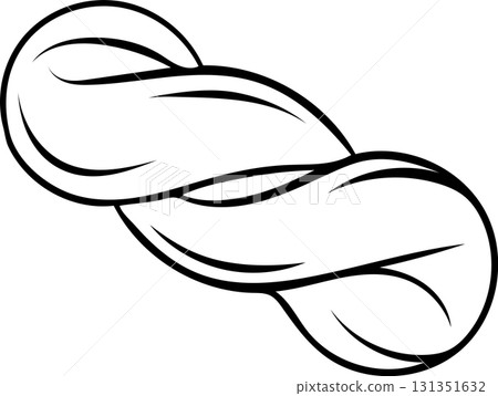 Hand-drawn black and white icon of a wicker bun bread, sketch style illustration of delicious bakery. Simple doodle of rustic pastries and baked goods 131351632