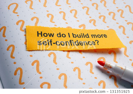 Question how do I build more self-confident symbolizing personal growth. Question how do I build more self-confident symbolizing personal growth. 131351925