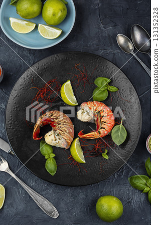 Preparing lobster tails. Preparing lobster tails. 131352328