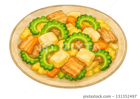 Goya Chanpuru（沖繩，水彩風格，透明背景） 131352497