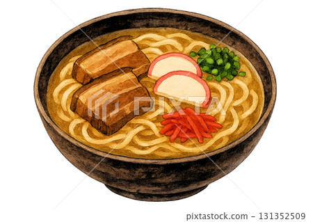 Okinawa soba watercolor illustration background transparent 131352509