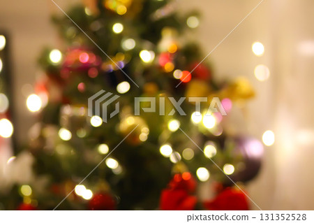 Magical glow of string lights decorating home window for Christmas. Magical glow of string lights decorating home window for Christmas. 131352528