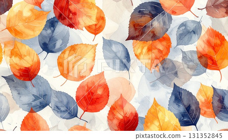 Watercolor style autumn leaves seamless pattern 131352845