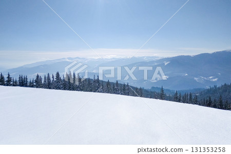 Snowy mountain landscape. Stock photo 131353258