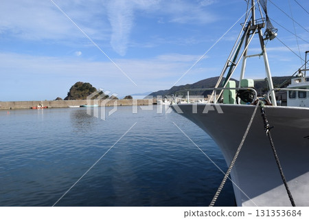 Fishing boat anchored at the fishing port 131353684