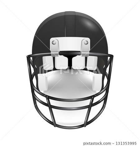 Vector 3d Realistic Football Helmet Icon, Front View. Black American Football Helmet Clipart. Professional Sport Gear Illustration. Protective Football Helmet Equipment for Game Tournament Vector 3d Realistic Football Helmet Icon, Front View. Black American Football Helmet Clipart. Professional Sport Gear Illustration. Protective Football Helmet Equipment for Game Tournament 131353995