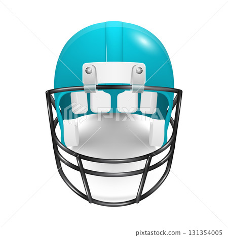 Vector 3d Realistic Football Helmet Icon, Front View. Blue American Football Helmet Clipart. Professional Sport Gear Illustration. Protective Football Helmet Equipment for Game Tournament Vector 3d Realistic Football Helmet Icon, Front View. Blue American Football Helmet Clipart. Professional Sport Gear Illustration. Protective Football Helmet Equipment for Game Tournament 131354005