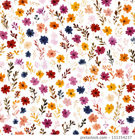 復古手繪花卉無縫圖案 復古手繪花卉無縫圖案 131354237