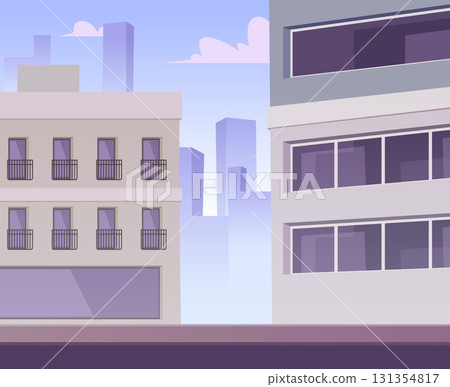 Urban landscape. empty city streets outdoor cartoon background 131354817