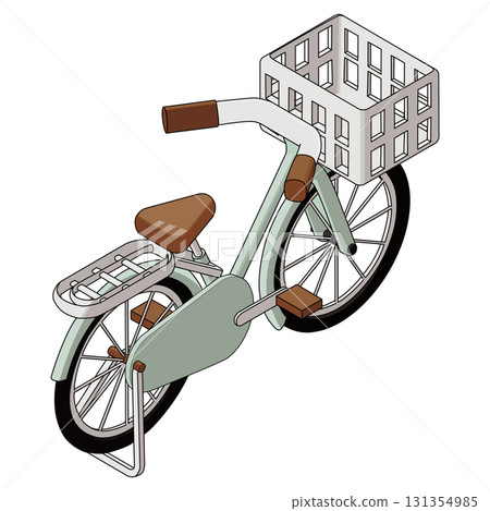 Isometric bicycle vector illustration. Right-hand view, with main lines. 131354985