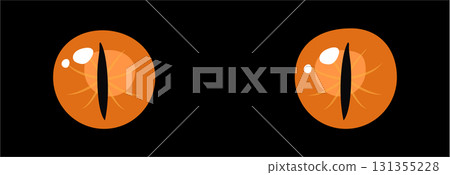 Orange glowing eyes dark background fantasy magic cartoon animal reptile feline mammal monster demon dragon 131355228
