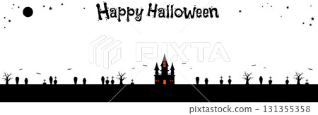 秋季萬聖節幽靈宅邸和墓地相框,橫幅尺寸 8,帶文字 秋季萬聖節幽靈宅邸和墓地相框,橫幅尺寸 8,帶文字 131355358