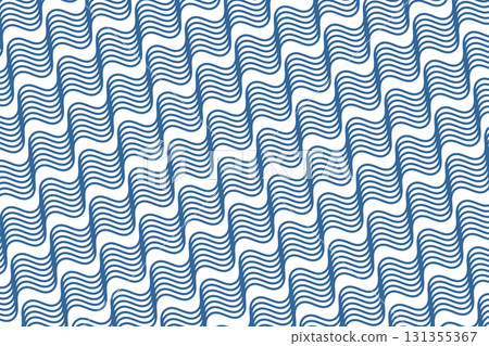 Diagonal waves background. Repeated blue curvy lines. Water print. Ocean, sea, lake or river pattern. Aqua texture. Maritime ornament. Swimming pool or aquarium liquid. Vector flat illustration 131355367