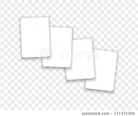 Blank white playing card mockups isolated on transparent background. Playcard templates. Giftcards, discounts or coupons layout. Vector realistic illustration 131355368