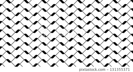 Keffiyeh pattern. Lattice or fishnet texture. Soccer gates mesh. Palestinian traditional men headscarf print. Geometric fabric ornament. Arabic cloth background. Vector graphic illustration 131355371