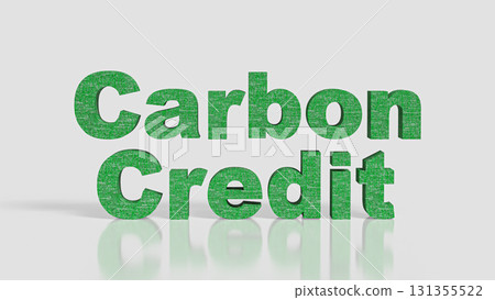 The Green text on white Background for Carbon Credit concept 3d Rendering. 131355522