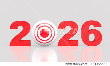 The 2026 red and target for Business concept 3d Rendering. 131355536