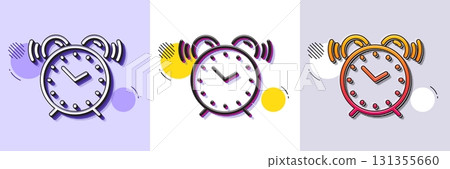 Alarm clock line icon. Halftone dotted pattern. Gradient icon with grain shadow. Time sign. Watch symbol. Line alarm clock icon. Various designs. Vector Alarm clock line icon. Halftone dotted pattern. Gradient icon with grain shadow. Time sign. Watch symbol. Line alarm clock icon. Various designs. Vector 131355660