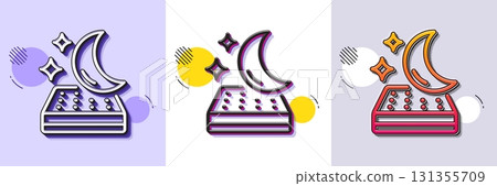 Mattress line icon. Halftone dotted pattern. Gradient icon with grain shadow. Night sleep bed rest sign. Moon symbol. Line mattress icon. Various designs. Vector Mattress line icon. Halftone dotted pattern. Gradient icon with grain shadow. Night sleep bed rest sign. Moon symbol. Line mattress icon. Various designs. Vector 131355709