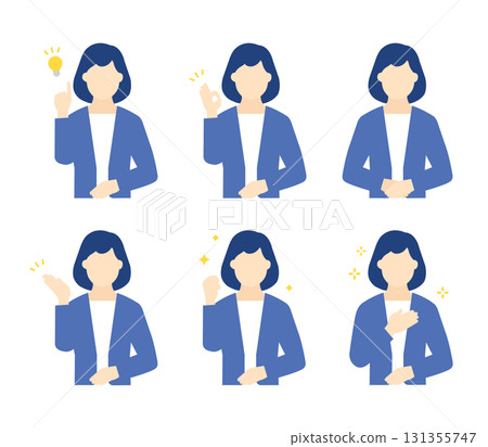 微笑的女性商務人士簡單插畫素材集 131355747