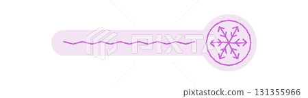 Purple crayon snowflake label sticker as icon. Symbol seal tag with snow flake ornament on lid and package, xmas line accent for winter holiday packaging. 131355966