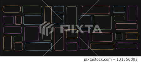 Hand drawn rectangle text box set with outline line style. Template frame collection of organic border and textbox as box background, ideal for modern concepts and creative elements. 131356092
