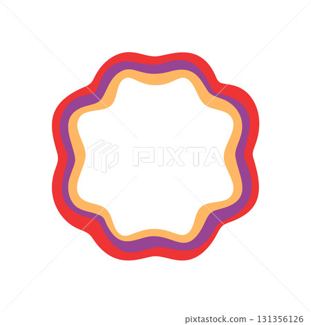 Groovy retro frame shape with wavy outline forms a bold border with curvy burst lines. Abstract background and graphic accent, y2k aesthetic for modern vintage or playful design themes. Groovy retro frame shape with wavy outline forms a bold border with curvy burst lines. Abstract background and graphic accent, y2k aesthetic for modern vintage or playful design themes. 131356126