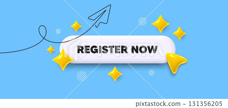 Register now search bar. Share plane line icon. Register now. Join today sign. Free subscribe symbol. Search button with 3d sparkles. Vector 131356205