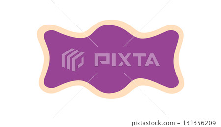 Groovy wavy retro frame border shape in bold purple with soft outline. Funky pop abstract element and y2k style background add a playful graphic accent to any visual composition. 131356209