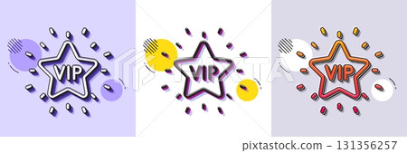 Vip line icon. Halftone dotted pattern. Gradient icon with grain shadow. Very important person star sign. Member club privilege symbol. Line vip star icon. Various designs. Vector 131356257