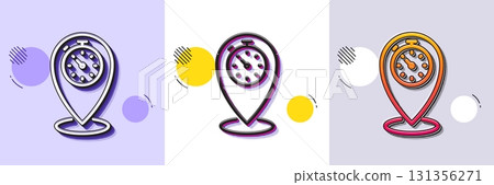 Timer line icon. Halftone dotted pattern. Gradient icon with grain shadow. Time sign. Location pointer symbol. Line timer icon. Various designs. Vector Timer line icon. Halftone dotted pattern. Gradient icon with grain shadow. Time sign. Location pointer symbol. Line timer icon. Various designs. Vector 131356271