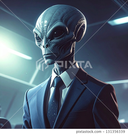 Alien in a suit illustration 131356339