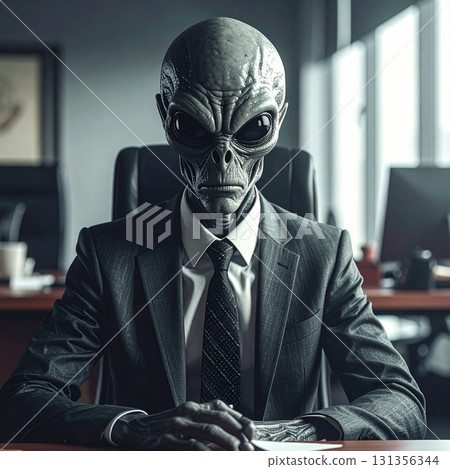 穿著西裝的外星人插圖 穿著西裝的外星人插圖 131356344