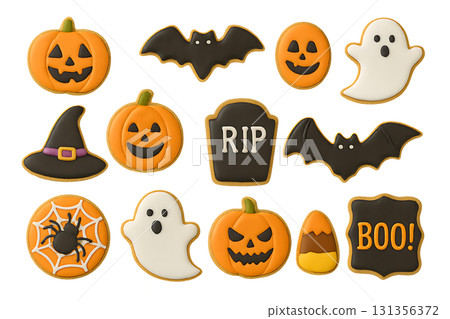 Cute Halloween icing cookie set 131356372