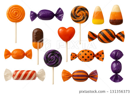 Halloween colored candy and lollipop set 131356373