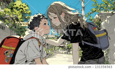 A mother giving advice to her young child about his worries A mother giving advice to her young child about his worries 131356563