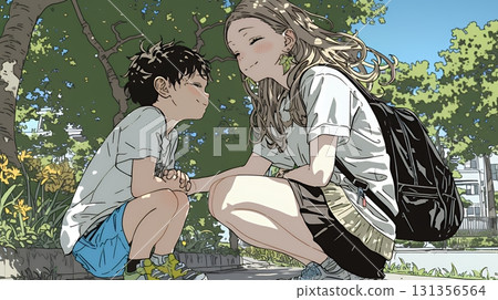 A mother giving advice to her young child about his worries 131356564