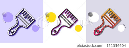 Paint brush line icon. Halftone dotted pattern. Gradient icon with grain shadow. Wall paintbrush sign. Creative drawing art symbol. Line brush icon. Various designs. Vector 131356604