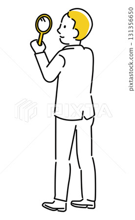 A classic illustration of a man in a suit with a magnifying glass 131356650